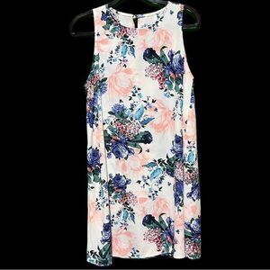 Mittoshop Women’s Sleeveless Dress Pullover Floral Blue‎ White Pink Size Medium